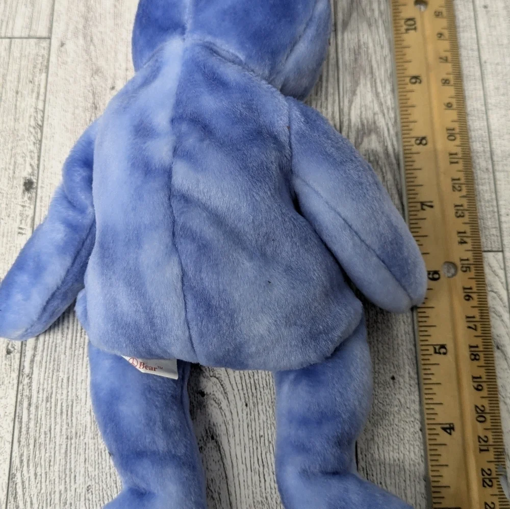 Ty Blue Plush Bear with Peace Emblem